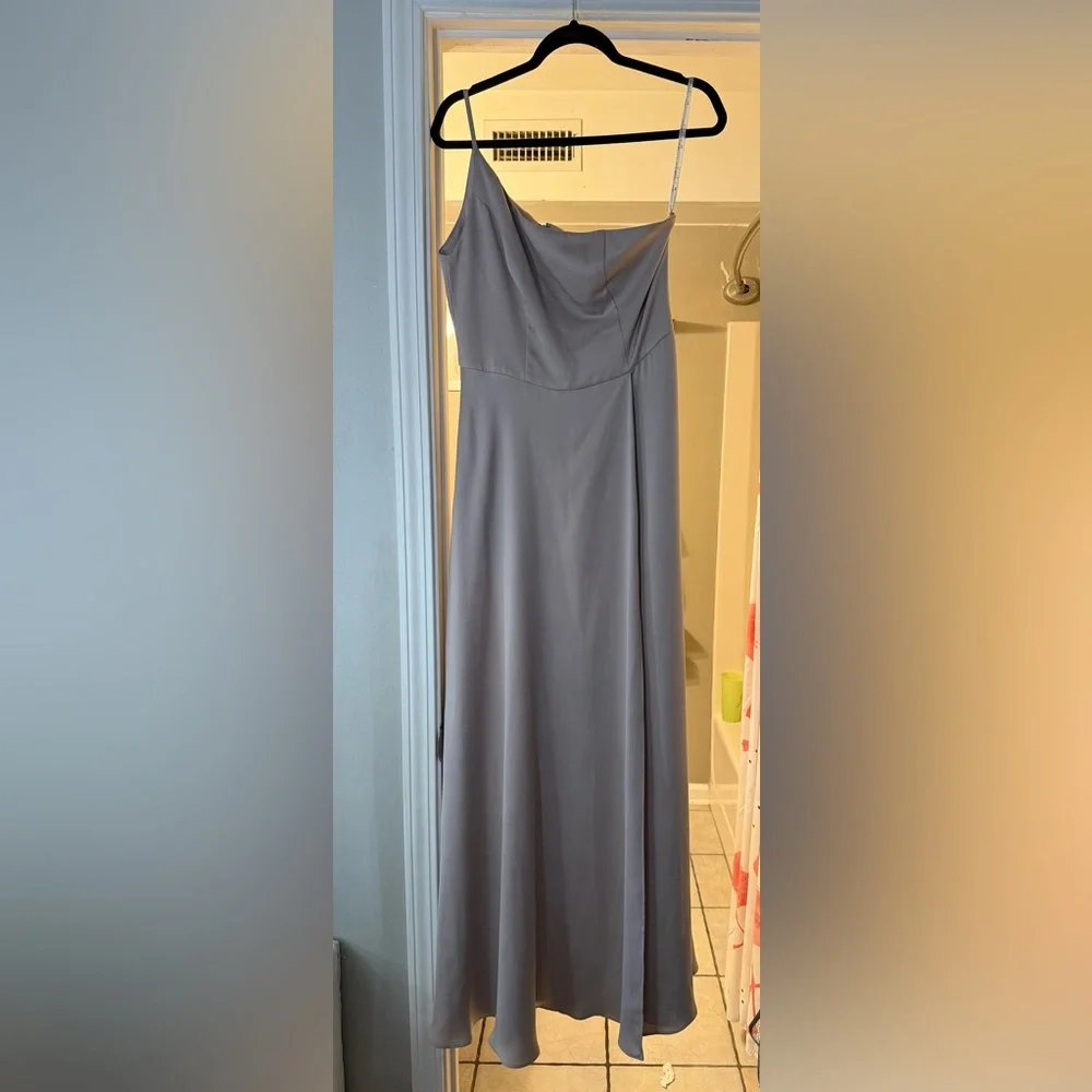 Crepe-Back Satin One-Shoulder Dress - Biscotti - 6 - Picture 10 of 13